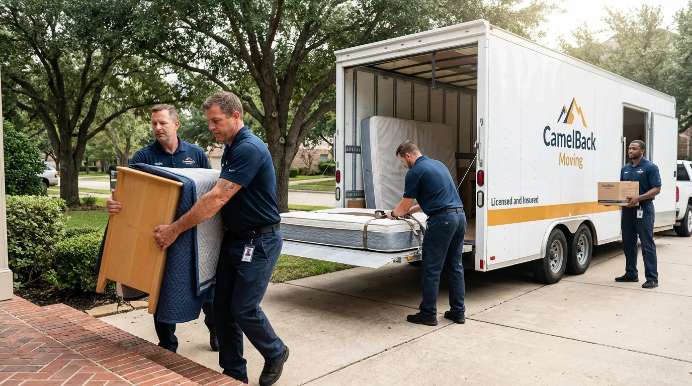 Crew loading residential truck for cross-state move from Healy, AK